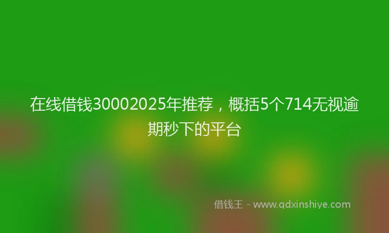 在线借钱30002025年推荐，概括5个714无视逾期秒下的平台