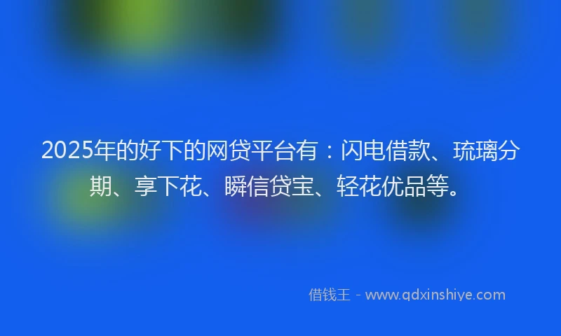 2025年的好下的网贷平台有：闪电借款、琉璃分期、享下花、瞬信贷宝、轻花优品等。