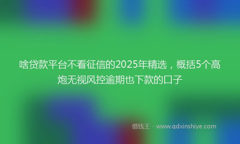 啥贷款平台不看征信的2025年精选，概括5个高炮无视风控逾期也下款的口子