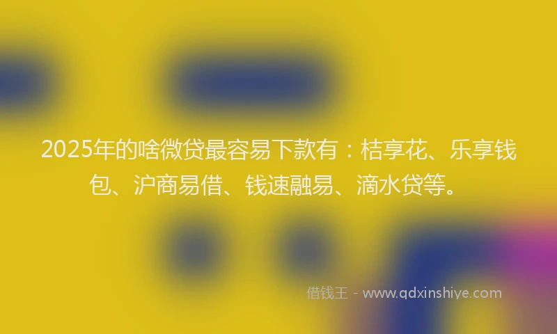 2025年的啥微贷最容易下款有：桔享花、乐享钱包、沪商易借、钱速融易、滴水贷等。