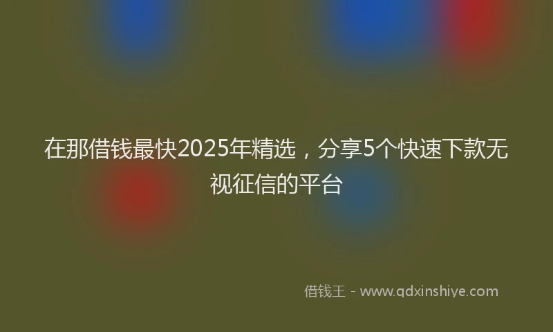 在那借钱最快2025年精选，分享5个快速下款无视征信的平台