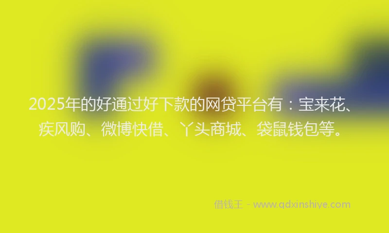 2025年的好通过好下款的网贷平台有：宝来花、疾风购、微博快借、丫头商城、袋鼠钱包等。