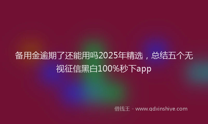 备用金逾期了还能用吗2025年精选，总结五个无视征信黑白100%秒下app