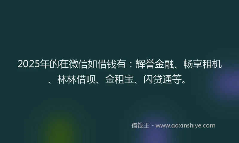 2025年的在微信如借钱有：辉誉金融、畅享租机、林林借呗、金租宝、闪贷通等。
