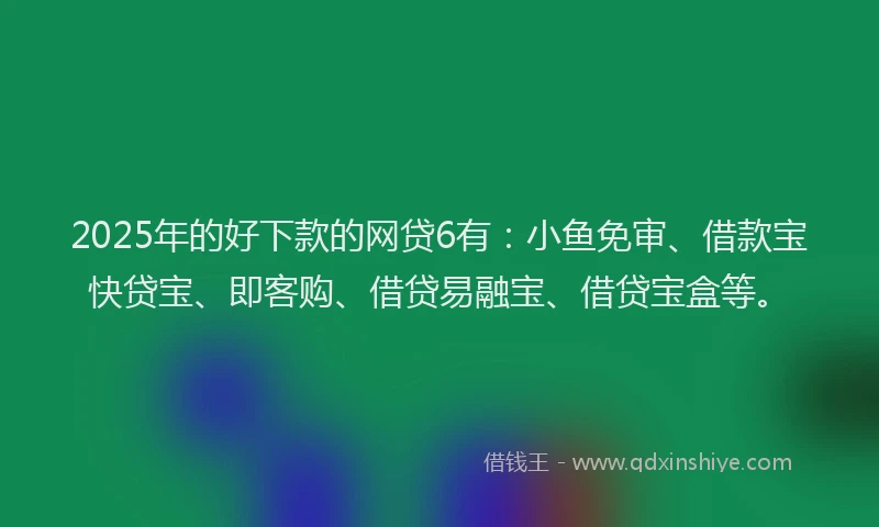 2025年的好下款的网贷6有：小鱼免审、借款宝快贷宝、即客购、借贷易融宝、借贷宝盒等。