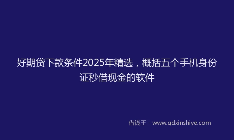 好期贷下款条件2025年精选，概括五个手机身份证秒借现金的软件