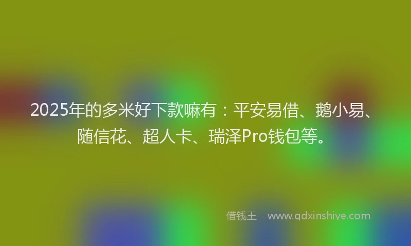 2025年的多米好下款嘛有：平安易借、鹅小易、随信花、超人卡、瑞泽Pro钱包等。