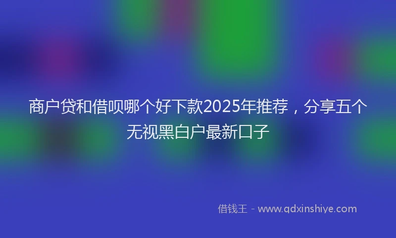商户贷和借呗哪个好下款2025年推荐，分享五个无视黑白户最新口子