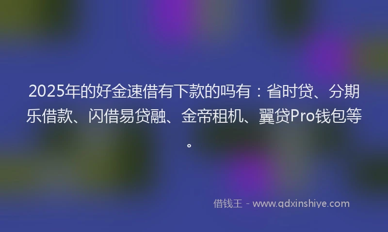 2025年的好金速借有下款的吗有：省时贷、分期乐借款、闪借易贷融、金帝租机、翼贷Pro钱包等。