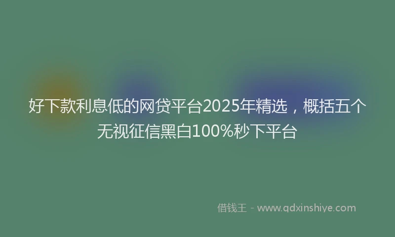 好下款利息低的网贷平台2025年精选，概括五个无视征信黑白100%秒下平台