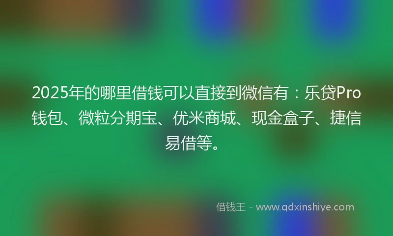 2025年的哪里借钱可以直接到微信有：乐贷Pro钱包、微粒分期宝、优米商城、现金盒子、捷信易借等。