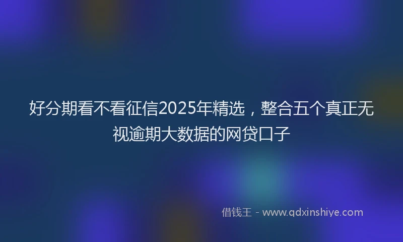 好分期看不看征信2025年精选，整合五个真正无视逾期大数据的网贷口子