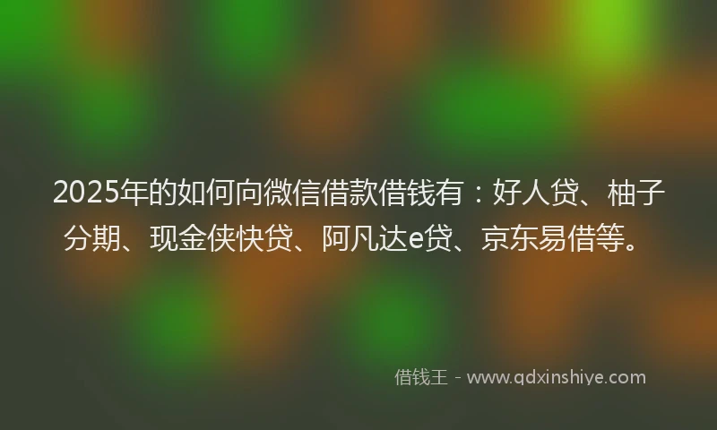 2025年的如何向微信借款借钱有：好人贷、柚子分期、现金侠快贷、阿凡达e贷、京东易借等。