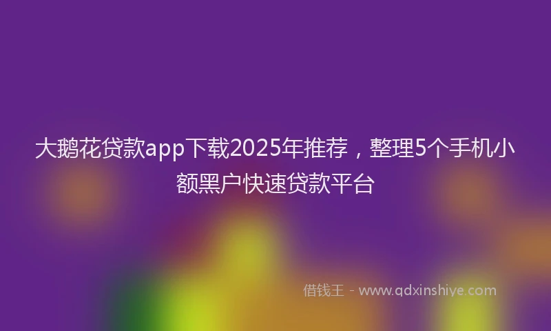 大鹅花贷款app下载2025年推荐，整理5个手机小额黑户快速贷款平台