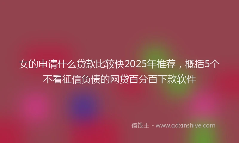女的申请什么贷款比较快2025年推荐，概括5个不看征信负债的网贷百分百下款软件