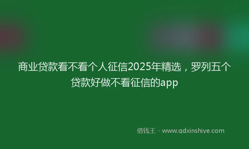 商业贷款看不看个人征信2025年精选，罗列五个贷款好做不看征信的app