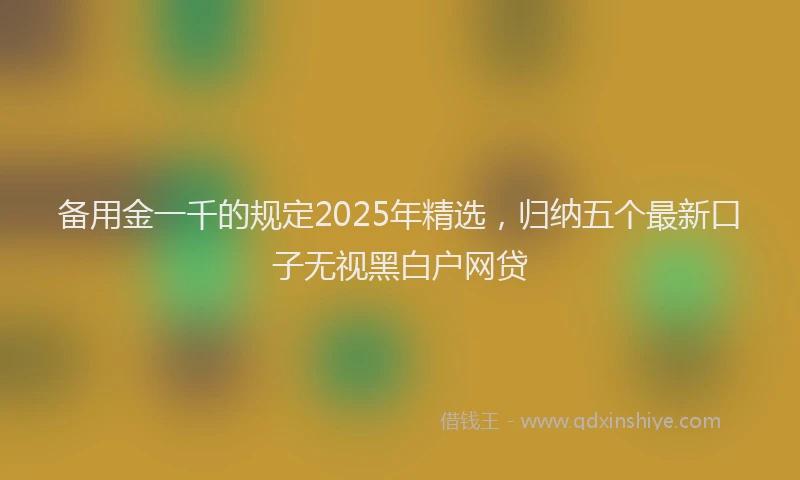 备用金一千的规定2025年精选，归纳五个最新口子无视黑白户网贷