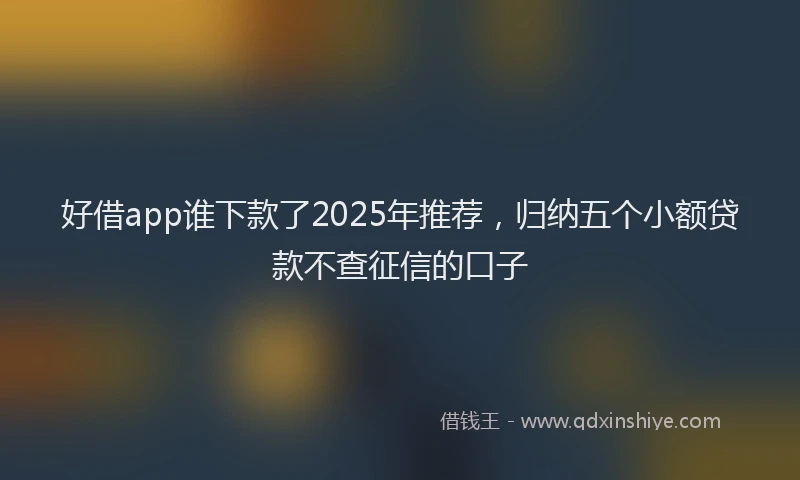 好借app谁下款了2025年推荐，归纳五个小额贷款不查征信的口子