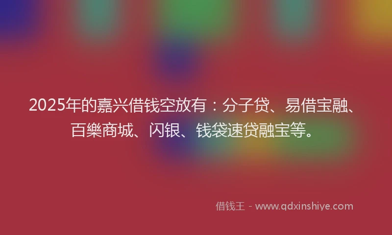 2025年的嘉兴借钱空放有：分子贷、易借宝融、百樂商城、闪银、钱袋速贷融宝等。