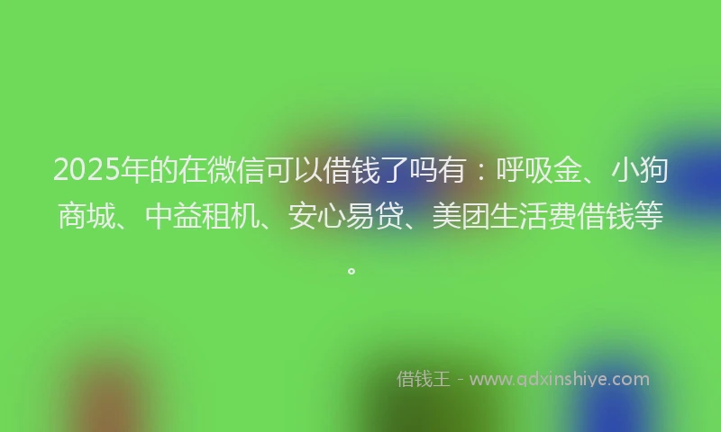 2025年的在微信可以借钱了吗有：呼吸金、小狗商城、中益租机、安心易贷、美团生活费借钱等。