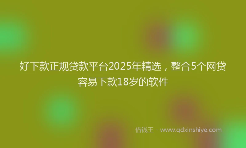 好下款正规贷款平台2025年精选，整合5个网贷容易下款18岁的软件