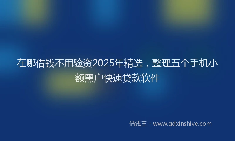 在哪借钱不用验资2025年精选，整理五个手机小额黑户快速贷款软件