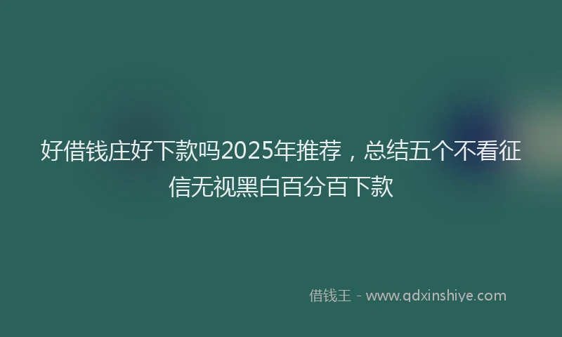 好借钱庄好下款吗2025年推荐，总结五个不看征信无视黑白百分百下款