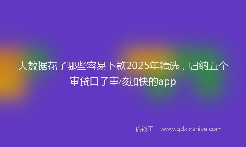 大数据花了哪些容易下款2025年精选，归纳五个审贷口子审核加快的app
