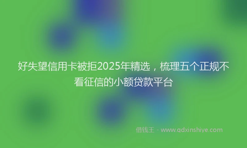 好失望信用卡被拒2025年精选，梳理五个正规不看征信的小额贷款平台