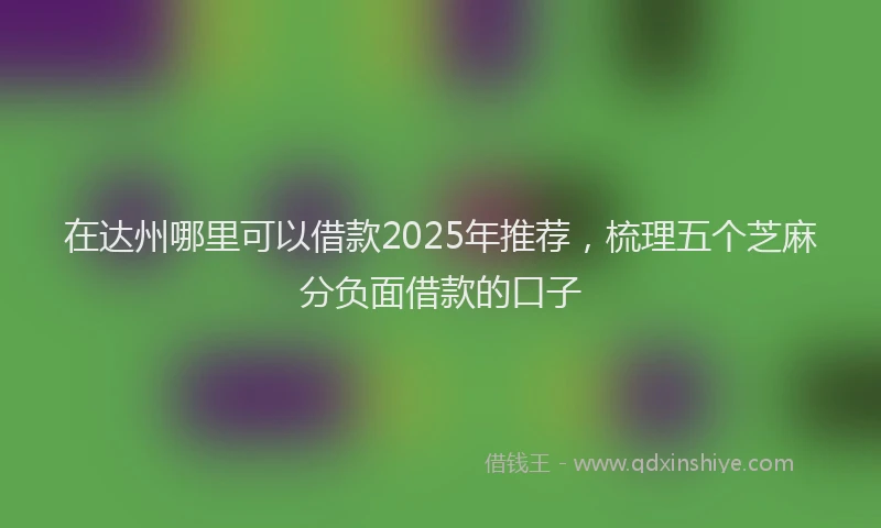 在达州哪里可以借款2025年推荐，梳理五个芝麻分负面借款的口子