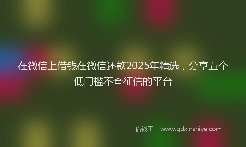 在微信上借钱在微信还款2025年精选，分享五个低门槛不查征信的平台