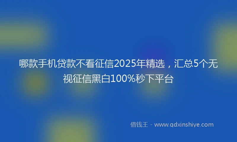 哪款手机贷款不看征信2025年精选，汇总5个无视征信黑白100%秒下平台