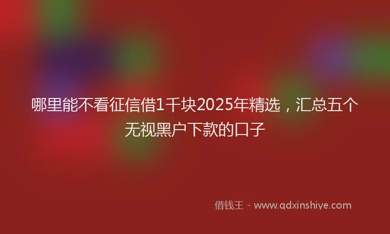 哪里能不看征信借1千块2025年精选，汇总五个无视黑户下款的口子