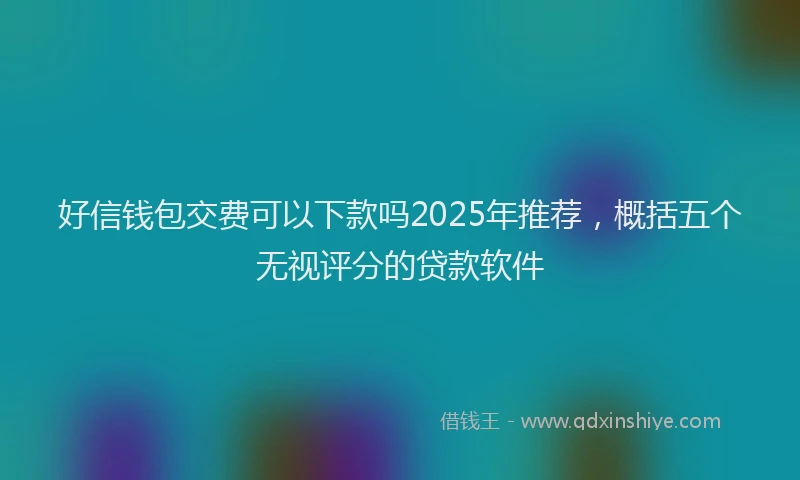 好信钱包交费可以下款吗2025年推荐，概括五个无视评分的贷款软件