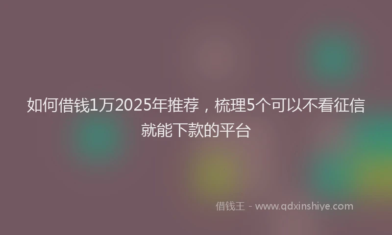 如何借钱1万2025年推荐，梳理5个可以不看征信就能下款的平台