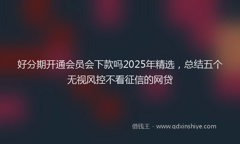 好分期开通会员会下款吗2025年精选，总结五个无视风控不看征信的网贷
