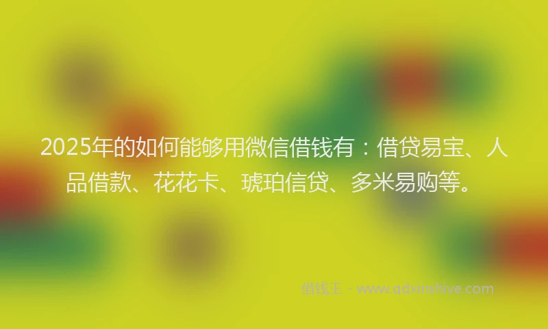 2025年的如何能够用微信借钱有：借贷易宝、人品借款、花花卡、琥珀信贷、多米易购等。