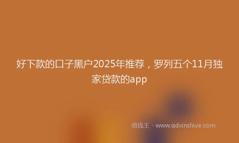 好下款的口子黑户2025年推荐，罗列五个11月独家贷款的app