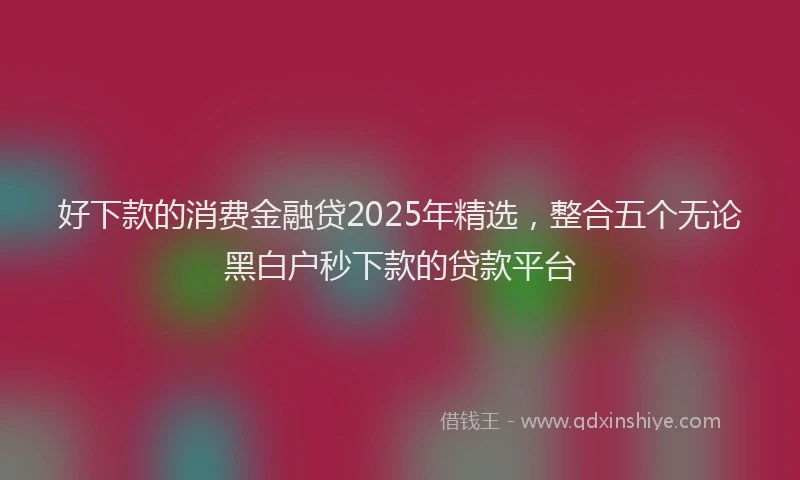 好下款的消费金融贷2025年精选，整合五个无论黑白户秒下款的贷款平台