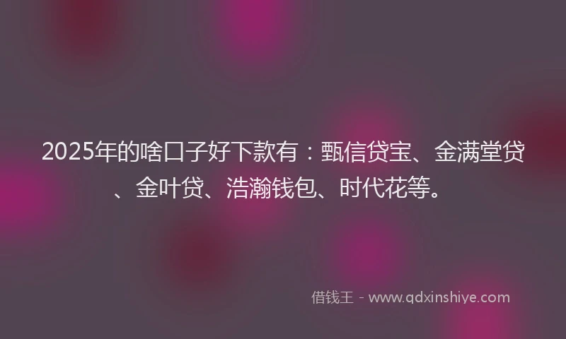 2025年的啥口子好下款有：甄信贷宝、金满堂贷、金叶贷、浩瀚钱包、时代花等。