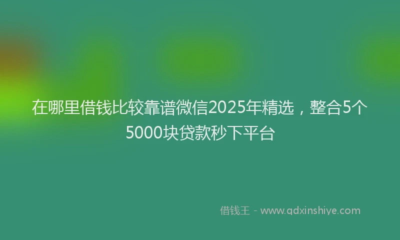 在哪里借钱比较靠谱微信2025年精选，整合5个5000块贷款秒下平台