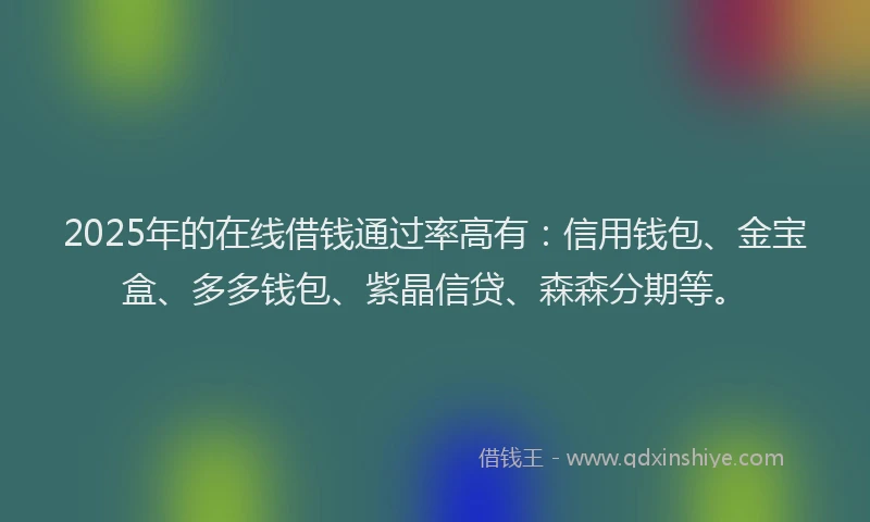 2025年的在线借钱通过率高有：信用钱包、金宝盒、多多钱包、紫晶信贷、森森分期等。