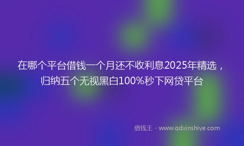 在哪个平台借钱一个月还不收利息2025年精选，归纳五个无视黑白100%秒下网贷平台