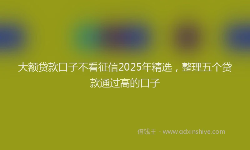 大额贷款口子不看征信2025年精选，整理五个贷款通过高的口子