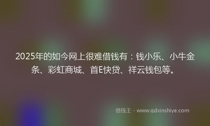 2025年的如今网上很难借钱有：钱小乐、小牛金条、彩虹商城、首E快贷、祥云钱包等。