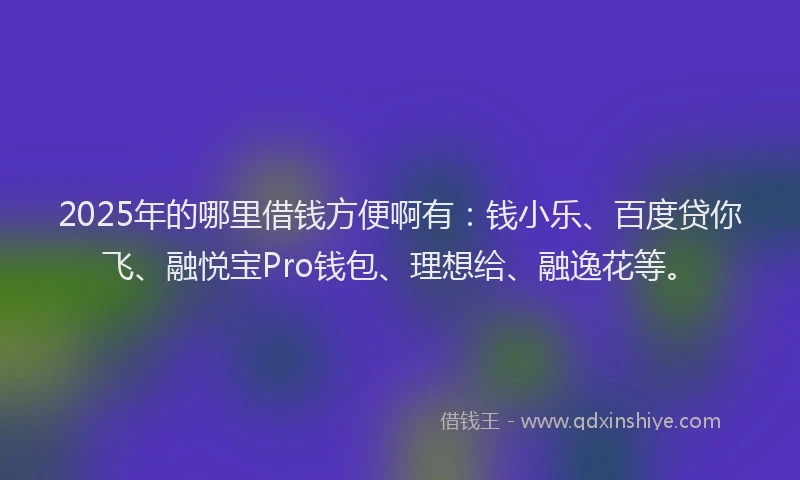 2025年的哪里借钱方便啊有：钱小乐、百度贷你飞、融悦宝Pro钱包、理想给、融逸花等。