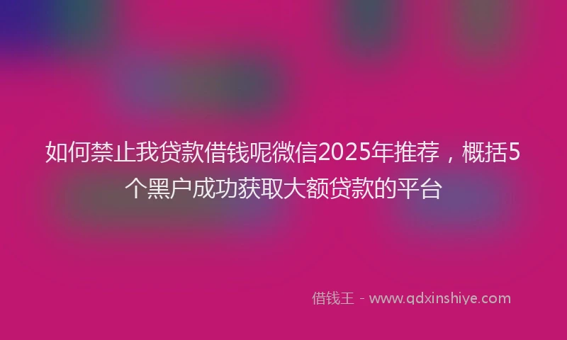 如何禁止我贷款借钱呢微信2025年推荐，概括5个黑户成功获取大额贷款的平台