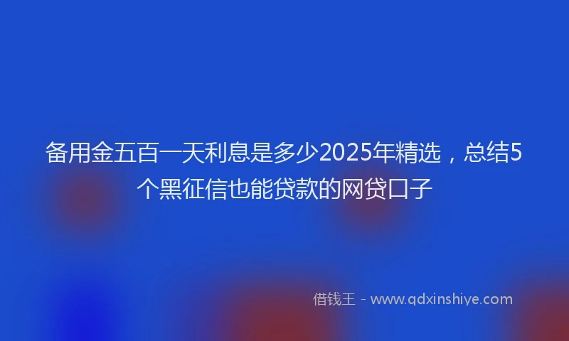 备用金五百一天利息是多少2025年精选，总结5个黑征信也能贷款的网贷口子