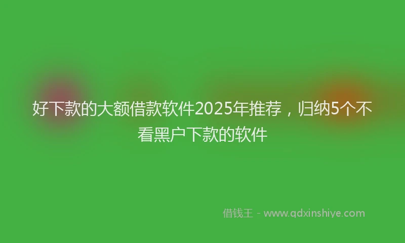 好下款的大额借款软件2025年推荐，归纳5个不看黑户下款的软件