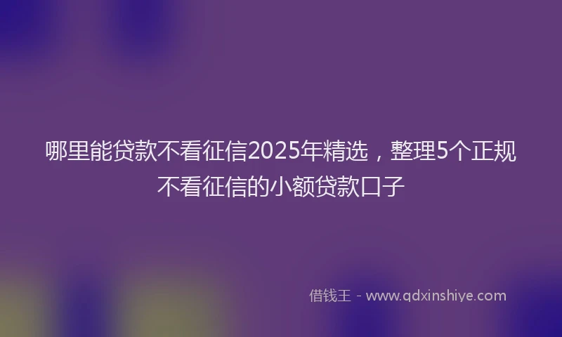 哪里能贷款不看征信2025年精选，整理5个正规不看征信的小额贷款口子